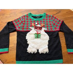 Blizzard Bay Boys Yeti Christmas Sweater Red Green Houndstooth Holiday L 14/16